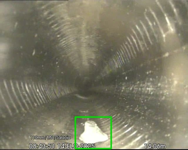 Tekoälyn tunnistama putkistovika CCTV-tarkastusvideolta