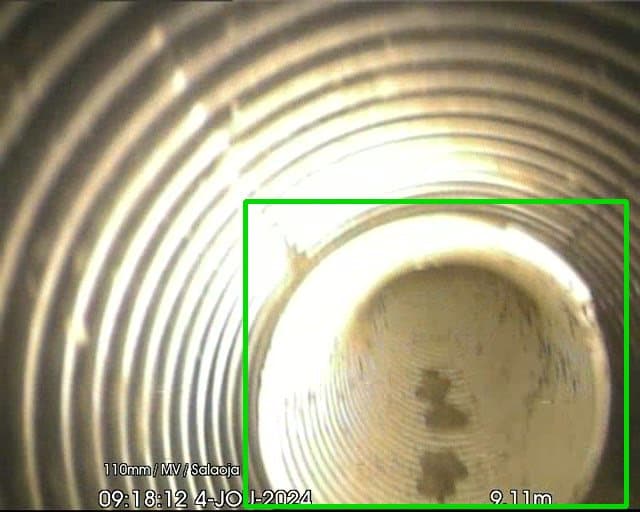 Tekoälyn tunnistama putkistovika CCTV-tarkastusvideolta