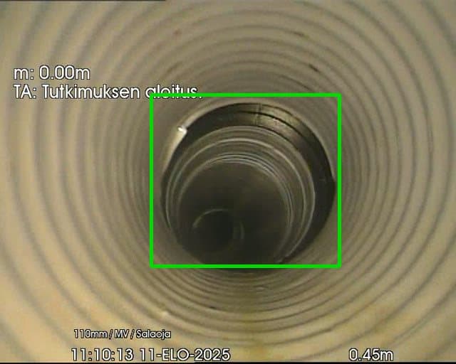 Tekoälyn tunnistama putkistovika CCTV-tarkastusvideolta