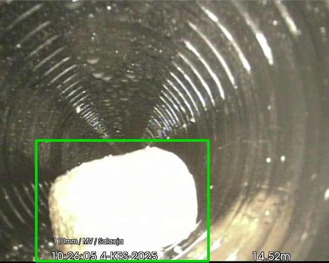 Tekoälyn tunnistama putkistovika CCTV-tarkastusvideolta
