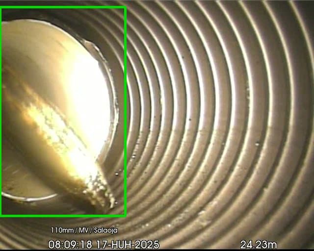 Tekoälyn tunnistama putkistovika CCTV-tarkastusvideolta