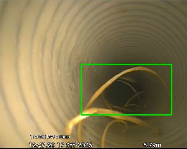 Tekoälyn tunnistama putkistovika CCTV-tarkastusvideolta