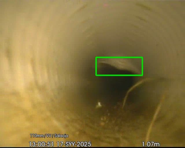 Tekoälyn tunnistama putkistovika CCTV-tarkastusvideolta