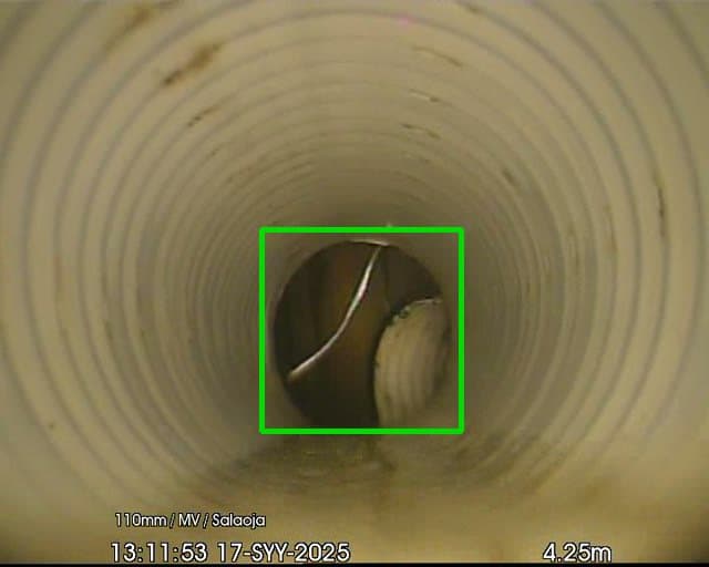 Tekoälyn tunnistama putkistovika CCTV-tarkastusvideolta